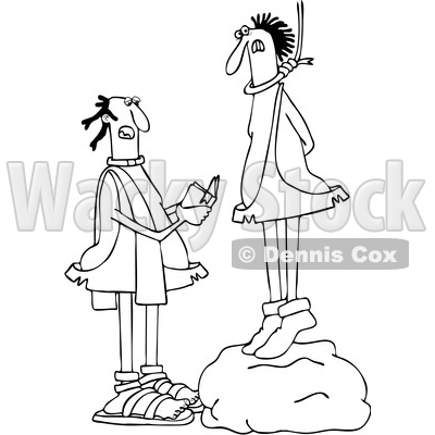 400x400 Clipart Of Cartoon Blacknd White Lineart Priest Reading