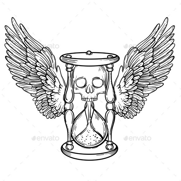 590x590 Decorative Antique Death Hourglass Illustration Tarot Cards