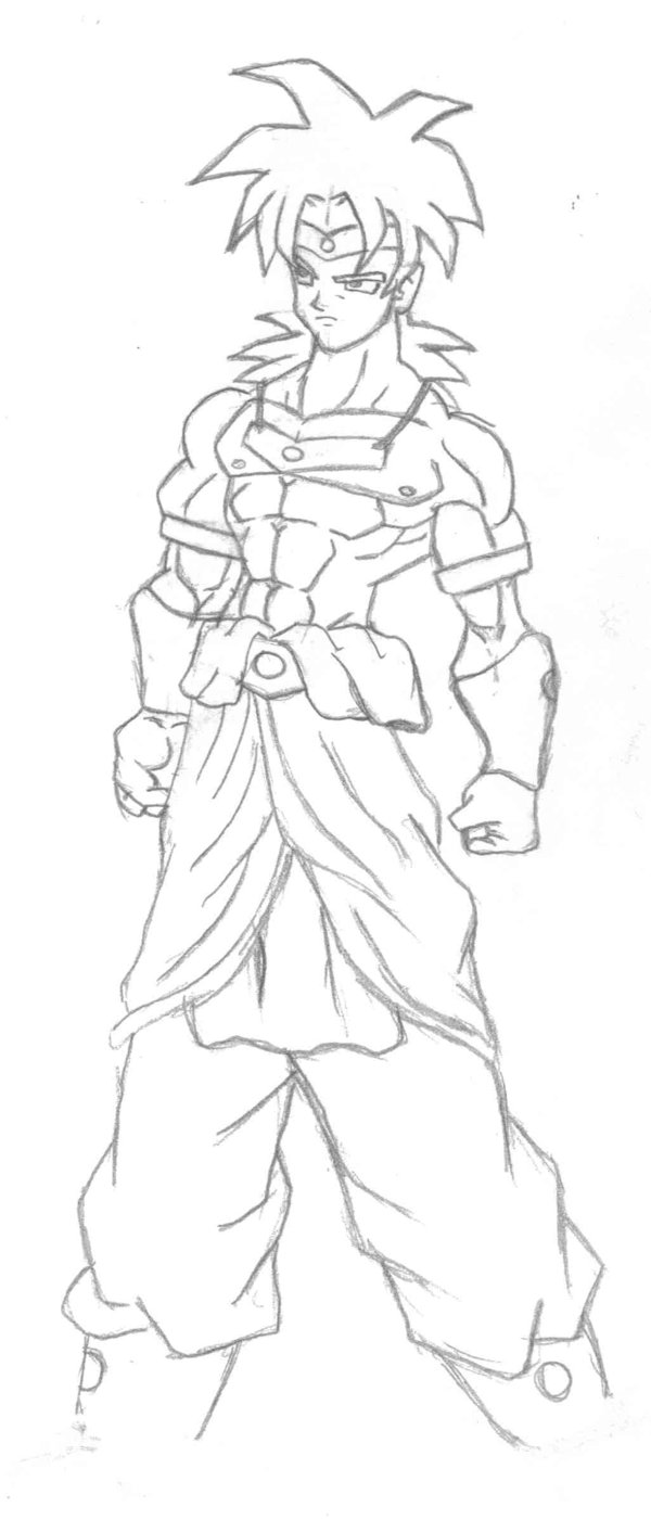 600x1401 Broly Sketch By Boutassai