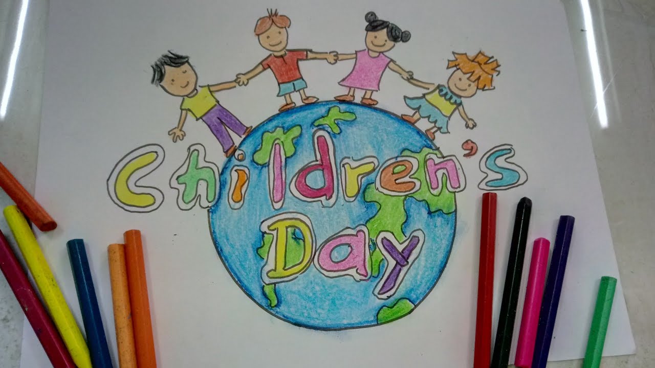 1280x720 Children's Day Drawing And Colouring Tutorial For Kids 14th