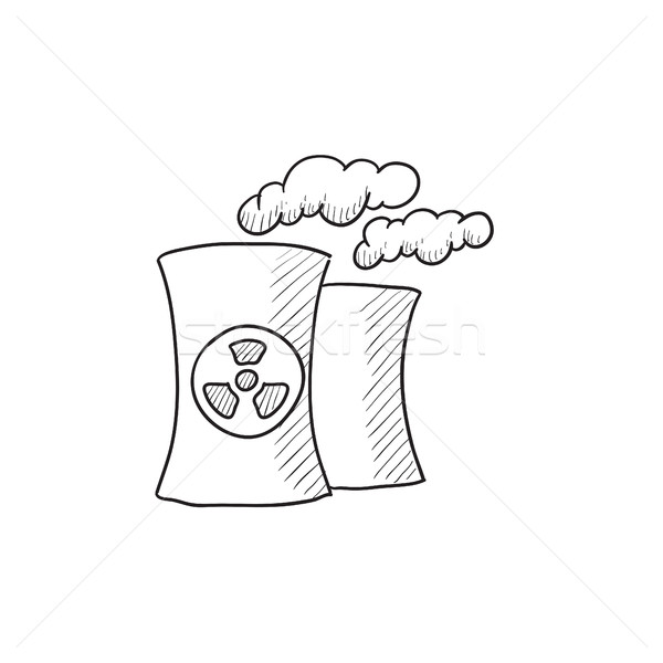600x600 Nuclear Power Plant Sketch Icon. Vector Illustration Andrei