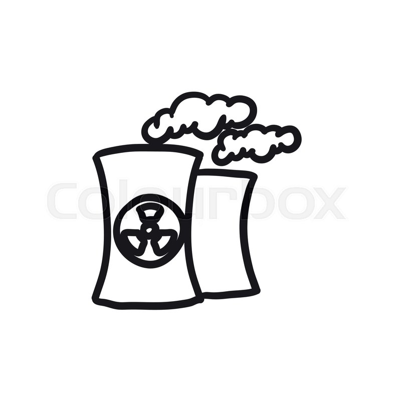 800x800 Nuclear Power Plant Vector Sketch Icon Isolated On Background