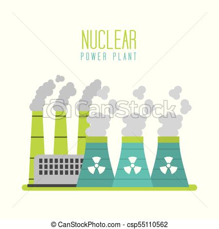 450x470 Nuclear Power Plant Energy Station Generation Vector Illustration.