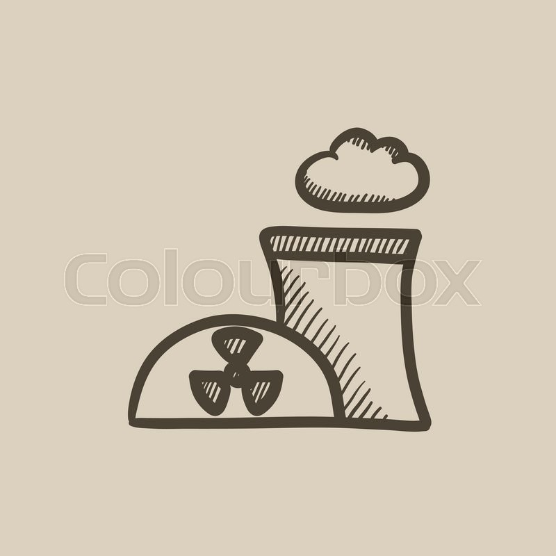 800x800 Nuclear Power Plant Vector Sketch Icon Isolated On Background