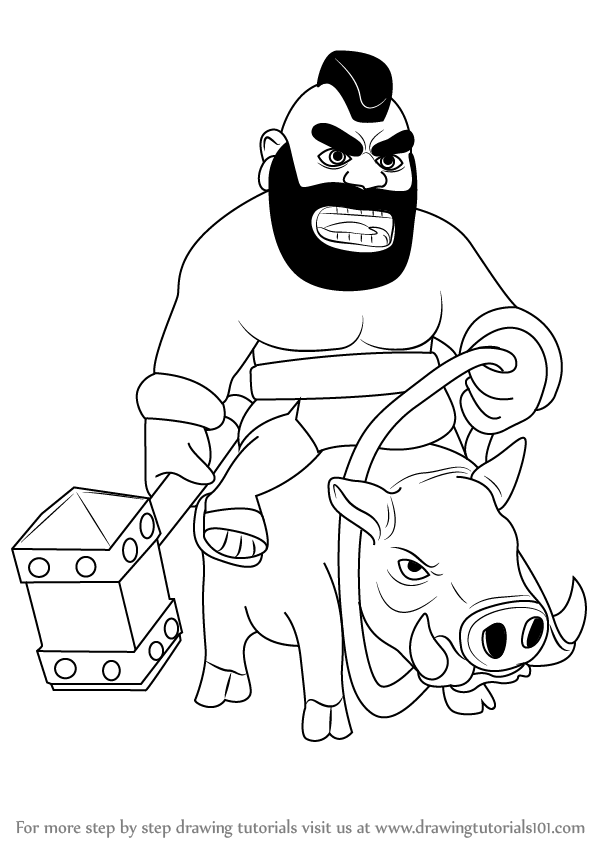 598x844 Learn How To Draw Hog Rider From Clash Clans (Clash