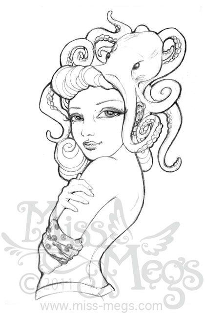 420x650 Octopus Sketch Rockabilly Octopus