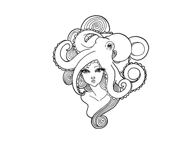 640x480 Girl With Hair Of Octopus Tattoo Tattoo Lawas Drawings