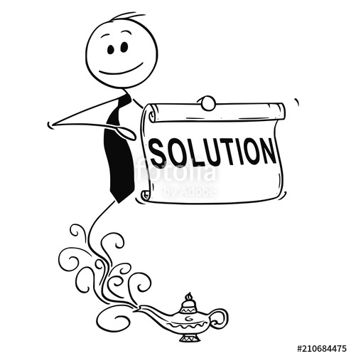 494x500 Cartoon Stick Drawing Conceptual Illustration Of Genie Businessman