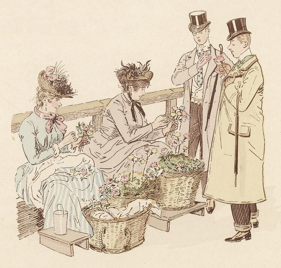 900x860 Two London Flower Girls Offer Drawing By Mary Evans Picture Library