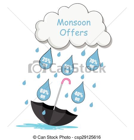450x470 Vector Illustration Of Monsoon Sale Offer Vector Clip Art