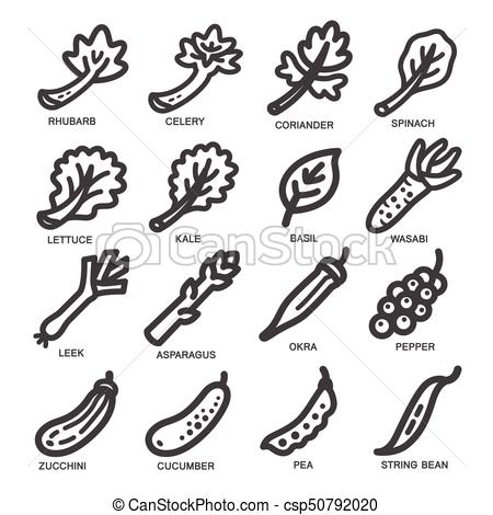 450x470 Vegetable Thin Line Icon Set,vector Illustration Vector