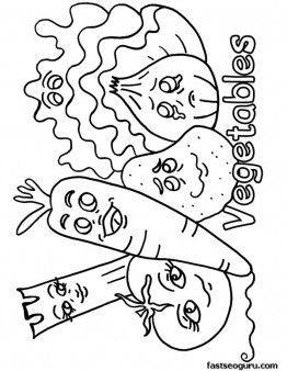 262x338 Free Printable Mix Vegetables Coloring Pages Sheet To Print Out