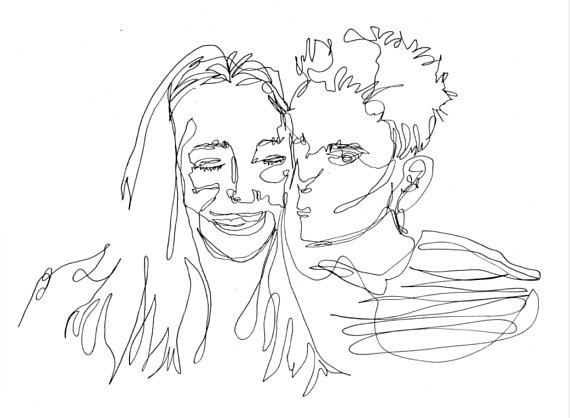 570x418 Custom Single Line Drawing One Line Portrait Continuous Line