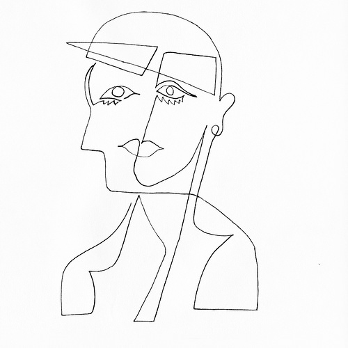 500x500 A Single Lined Drawing Of Two Faces Struggling To Become One