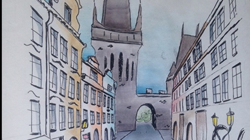 800x450 Urban Sketch One Point Perspective