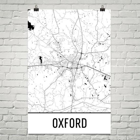 550x550 Oxford Ms Street Map Poster