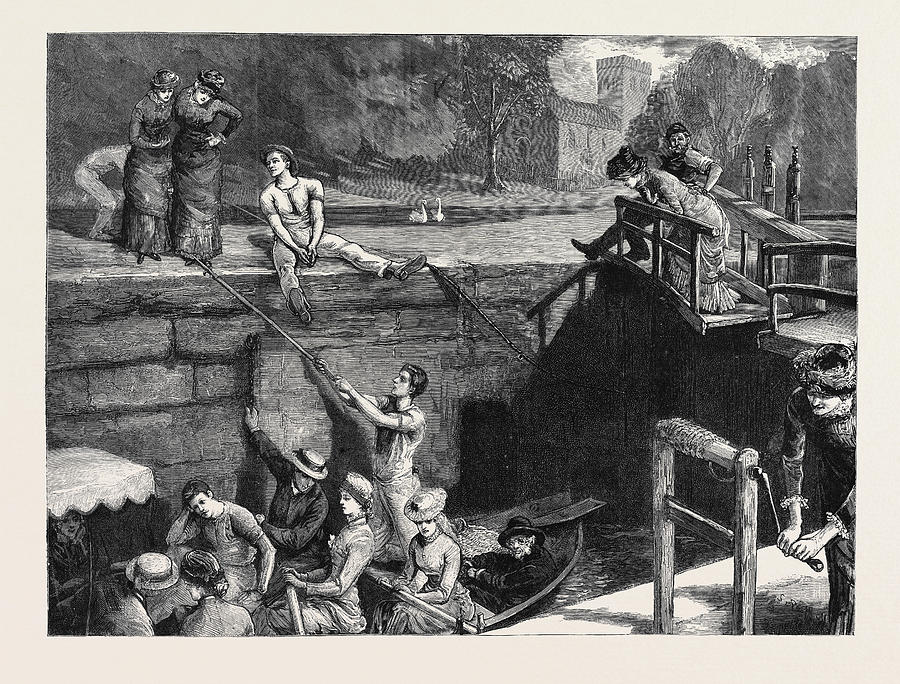 900x684 Oxford A Picnic To Nuneham In Iffley Lock Drawing By English School