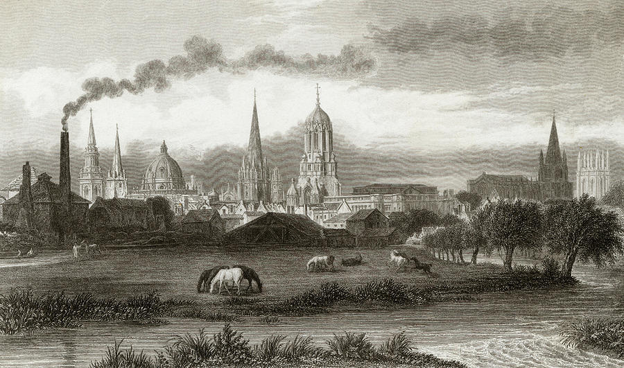 900x531 Oxford General View, From The Meadows Drawing By Mary Evans
