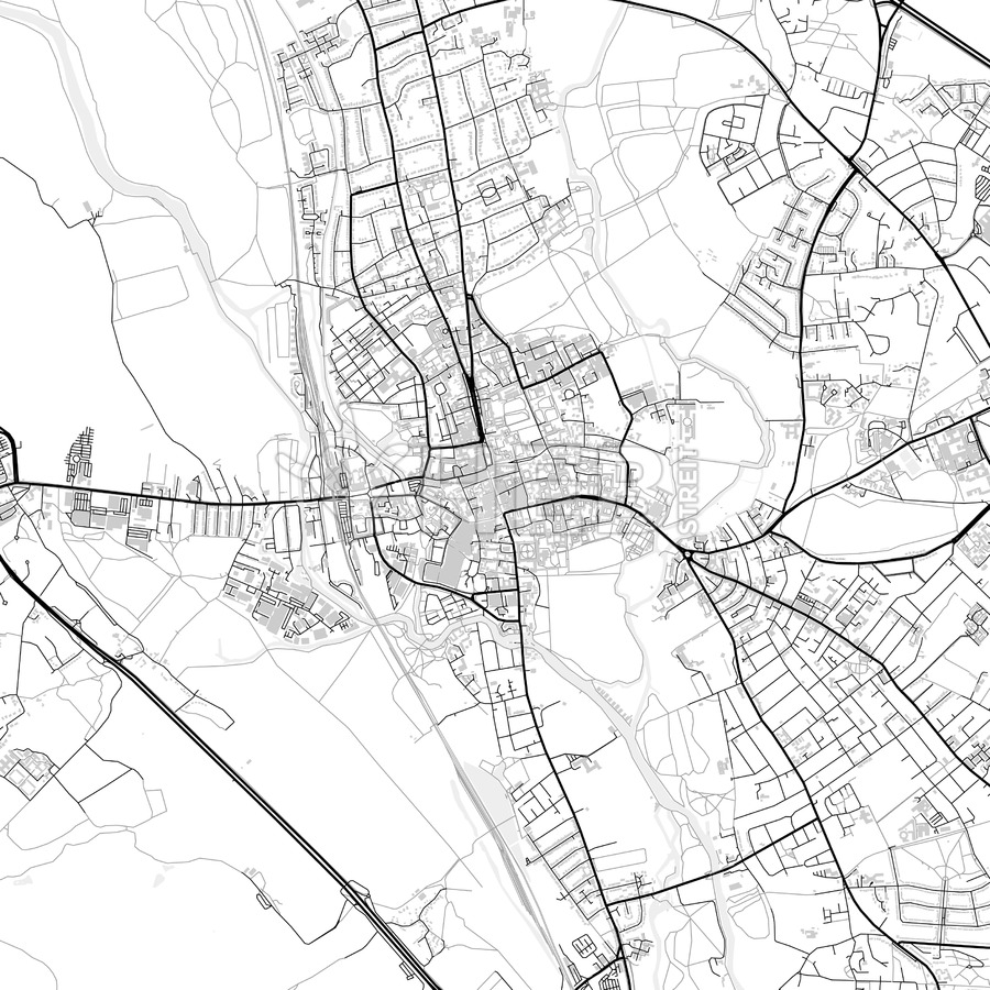 900x900 Downtown Map Of Oxford, Light Hebstreits