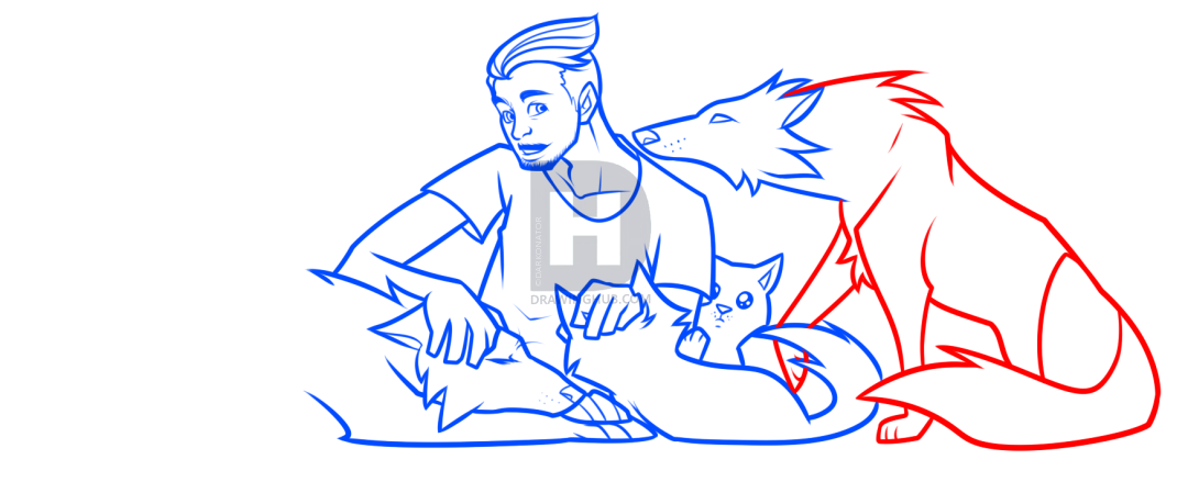 1080x439 Wolf Pack Drawing Lesson, Step By Step, Drawing Guide, By