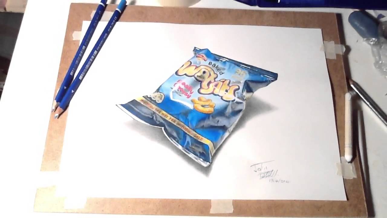 1280x720 Hyper Realistic Drawing Of A Packet Of Wotsits