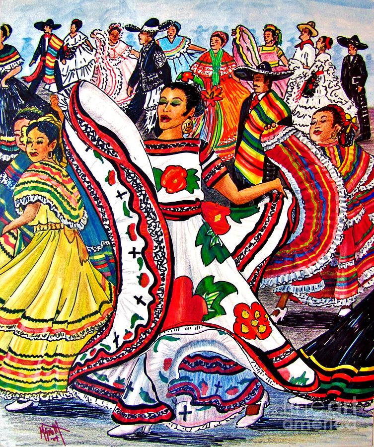 753x900 Fiesta Parade Drawing By Marilyn Smith