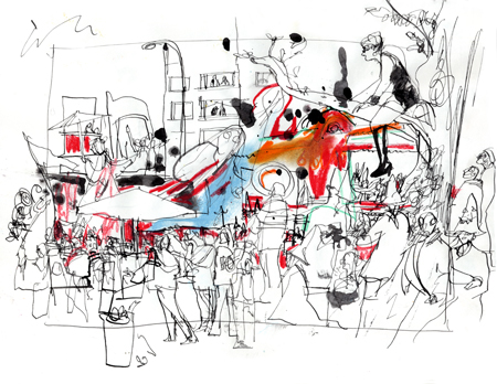 450x348 Reportage Drawings, Halloween Parade, Nyc Veronica Lawlor