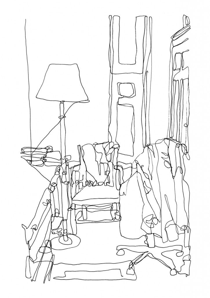 724x1024 Continuous Line Drawing Living Room Studiu