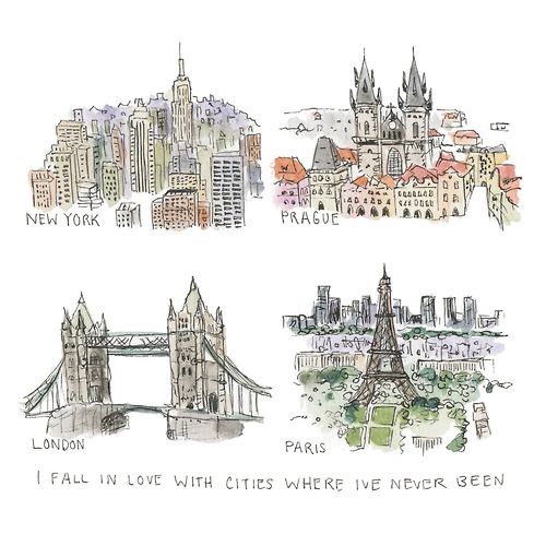 500x500 New York, Prague, London, Paris Print 5x5