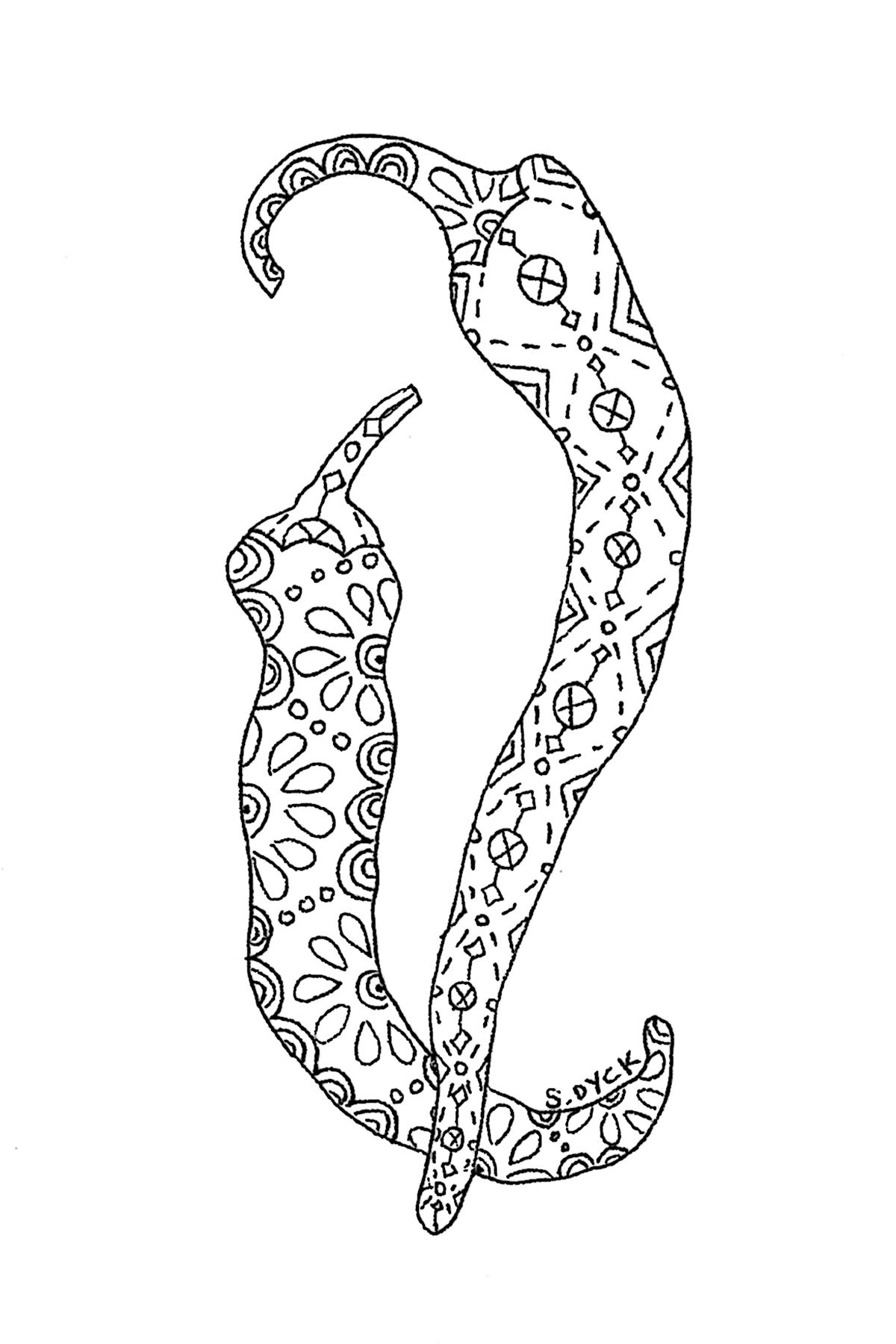 1200x1800 Hot Peppers (4x6 Drawing) Green Edge Studio Draw