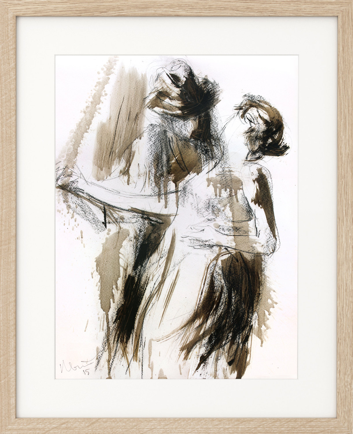 1221x1500 Charcoal Drawing Giclee Art Print Couple Print Dancers