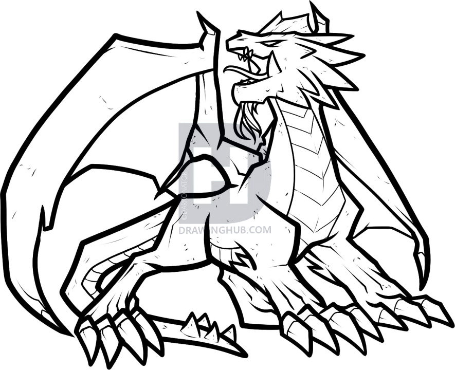 885x720 How To Draw A Fire Dragon, Fire Dragon, Red Dragon, Step By Step