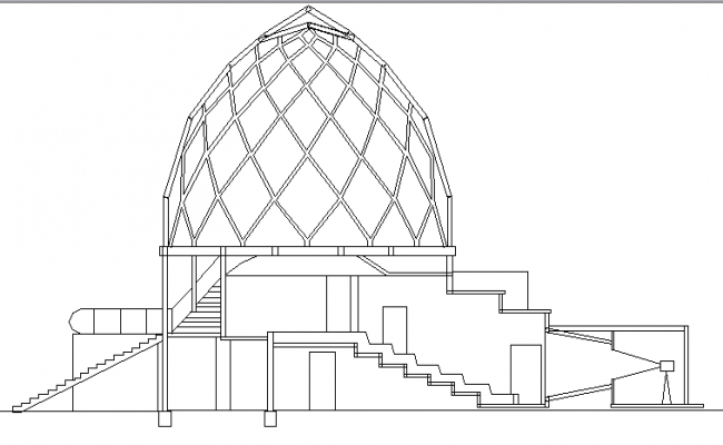 650x400 The Architecture Plan Of Glass Pavilion Elevation Dwg File