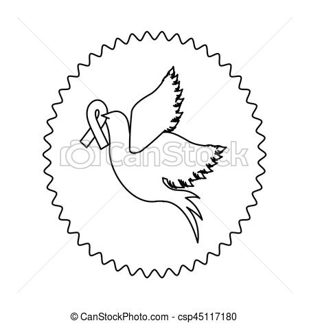 450x470 Symbol Dove With Breast Cancer Ribbon In The Peak, Vector