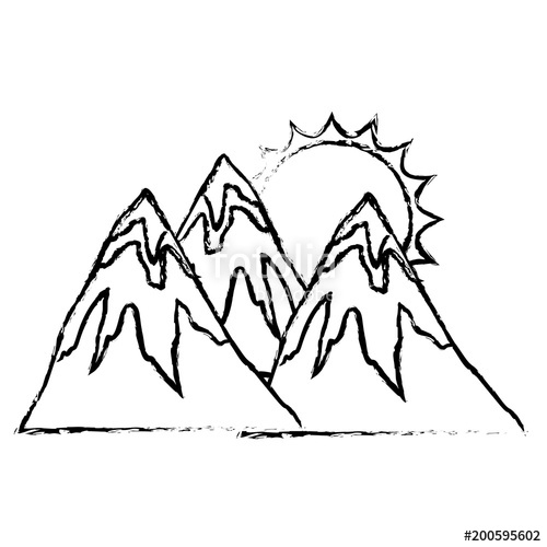 500x500 Mountains Peak Snow Sun Natural Landscape Vector Illustration