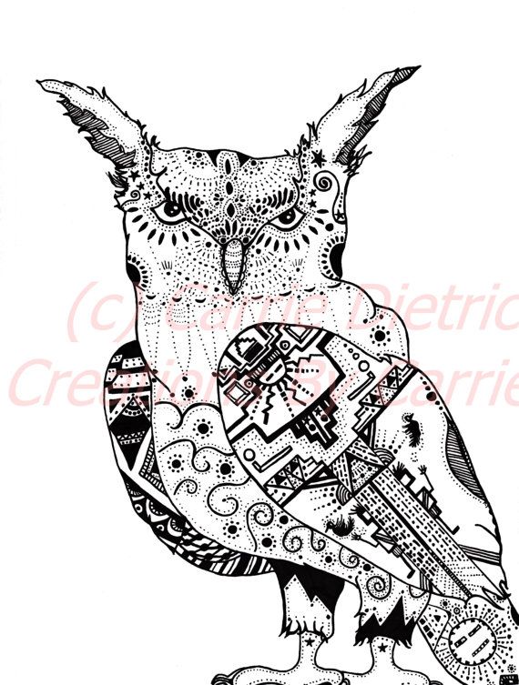 570x753 Owl Art, Owl Drawing, Owl Illustration, Pen And Ink Drawing, Black