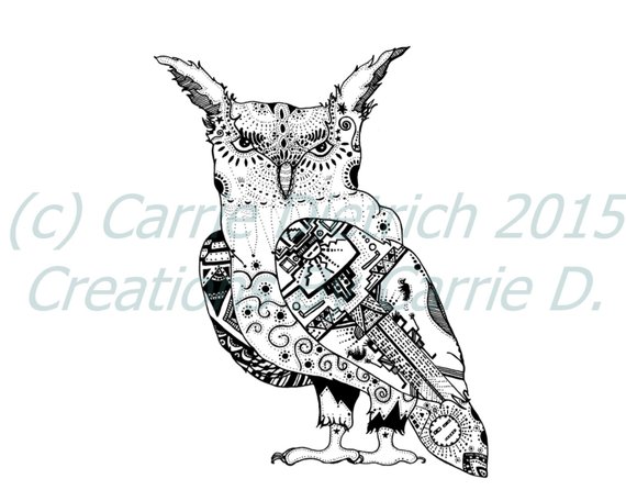 570x456 Owl Art Owl Drawing Owl Illustration Pen And Ink Drawing