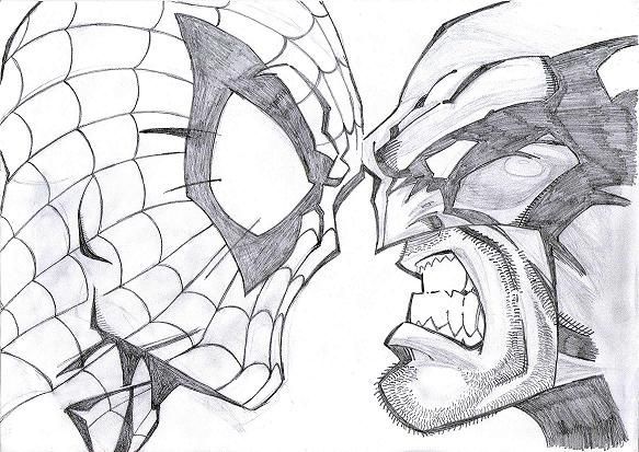 583x413 Spider Man Wolverine Black And White Drawing Comic Art
