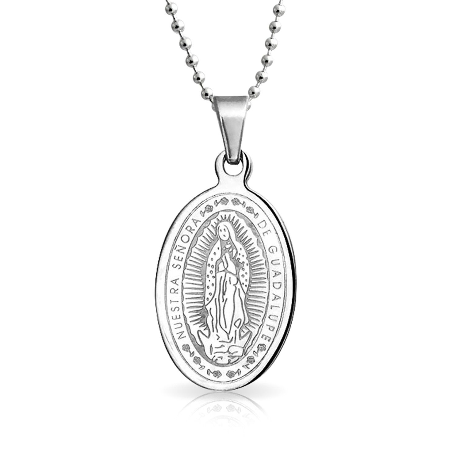 1500x1500 Nuestra Senora De Guadalupe Medal Virgin Mary Necklace Steel 18in
