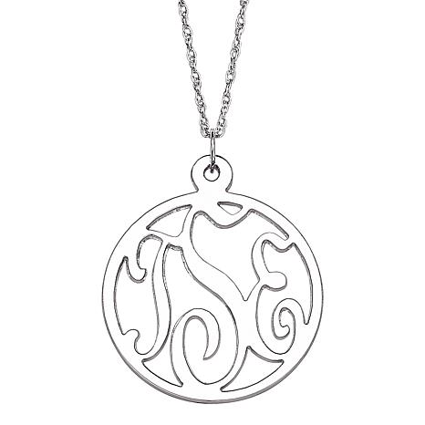 466x466 Sterling Silver 3 Initial Round Monogram Necklace