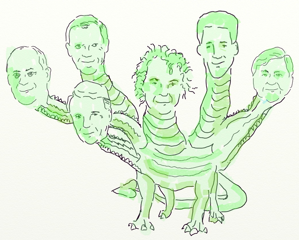 1039x835 Ten Minute Drawing. Squeezy, The Pension Killing Multi Headed