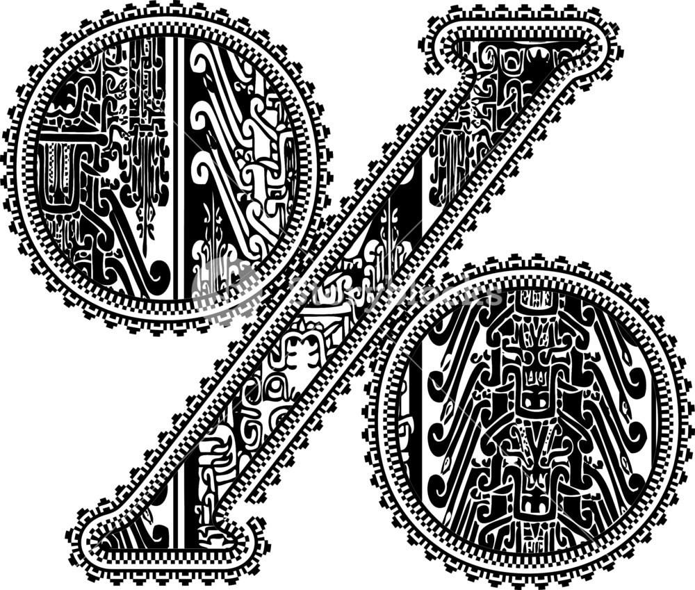 1000x849 Percentage Symbol With Ancient Drawing. Vector Illustration