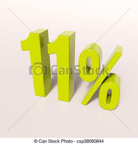450x470 Percentage Sign, 11 Percent. 3d Render Green 11 Percent