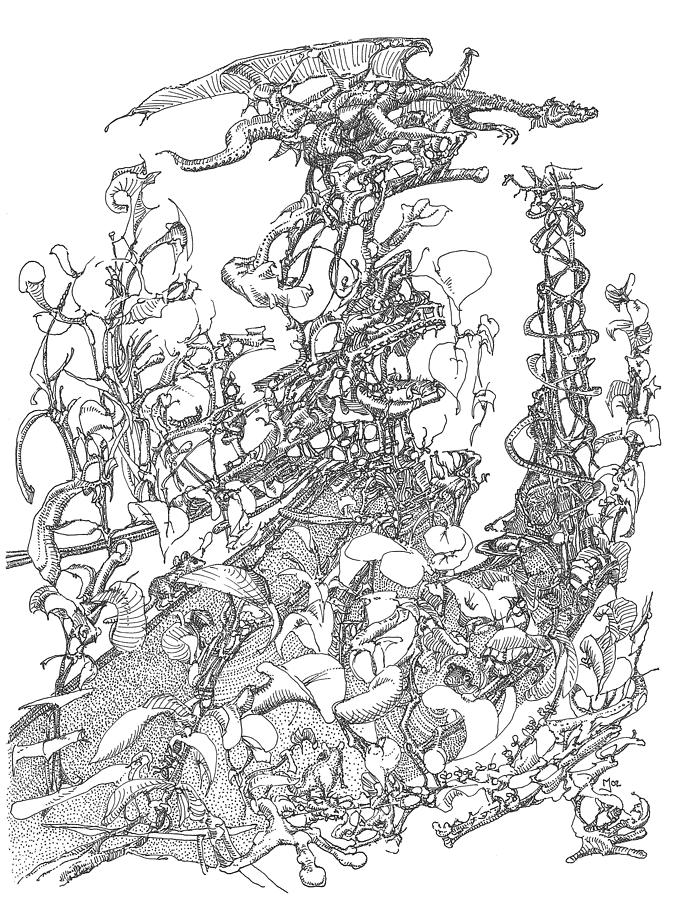 677x900 Dragon Perch Drawing By Mark Johnson