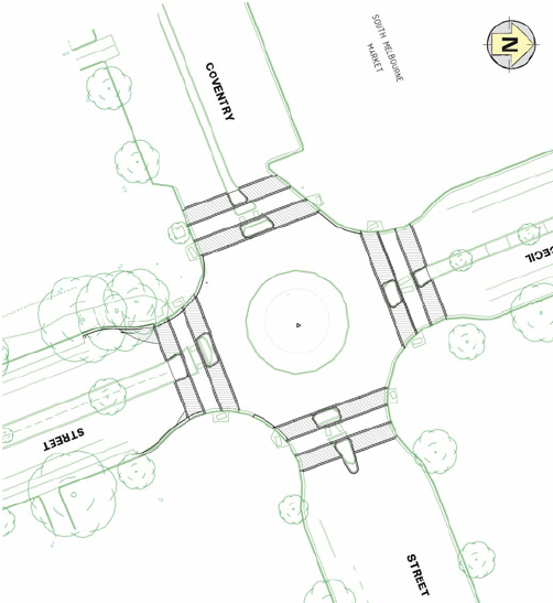 502x547 Technical Drawing Modified Roundabout, Posttreatment. City