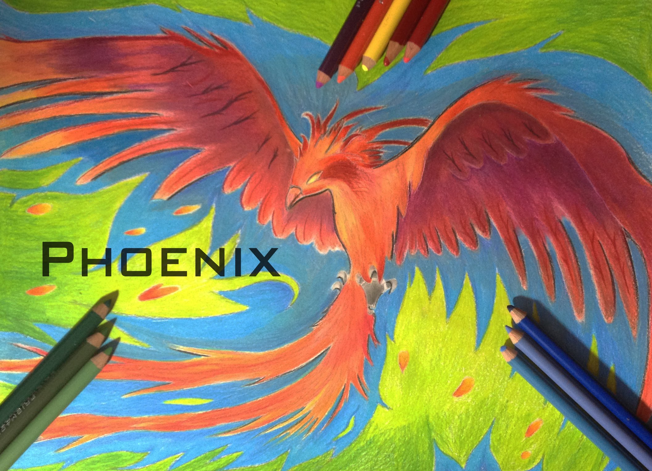 2112x1527 Drawing A Phoenix In Colored Pencil