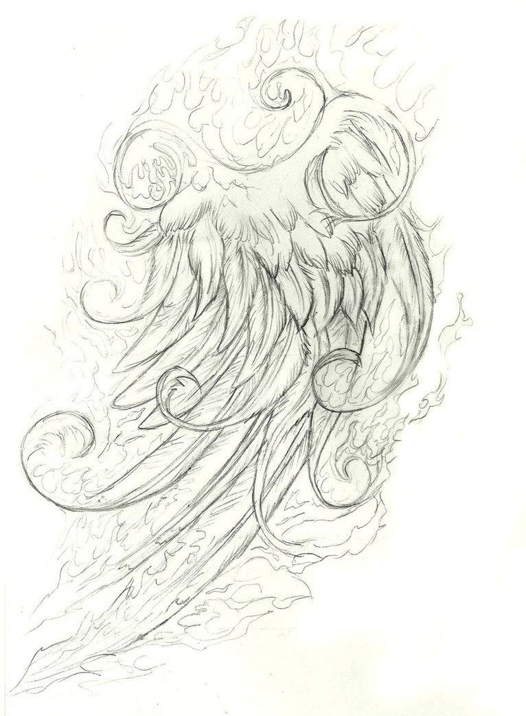 766x1042 Phoenix Rising Back Sketch By Queenofeagles