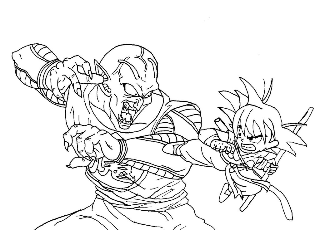 1024x737 Goku Vs. King Piccolo No Color By Caleb1029