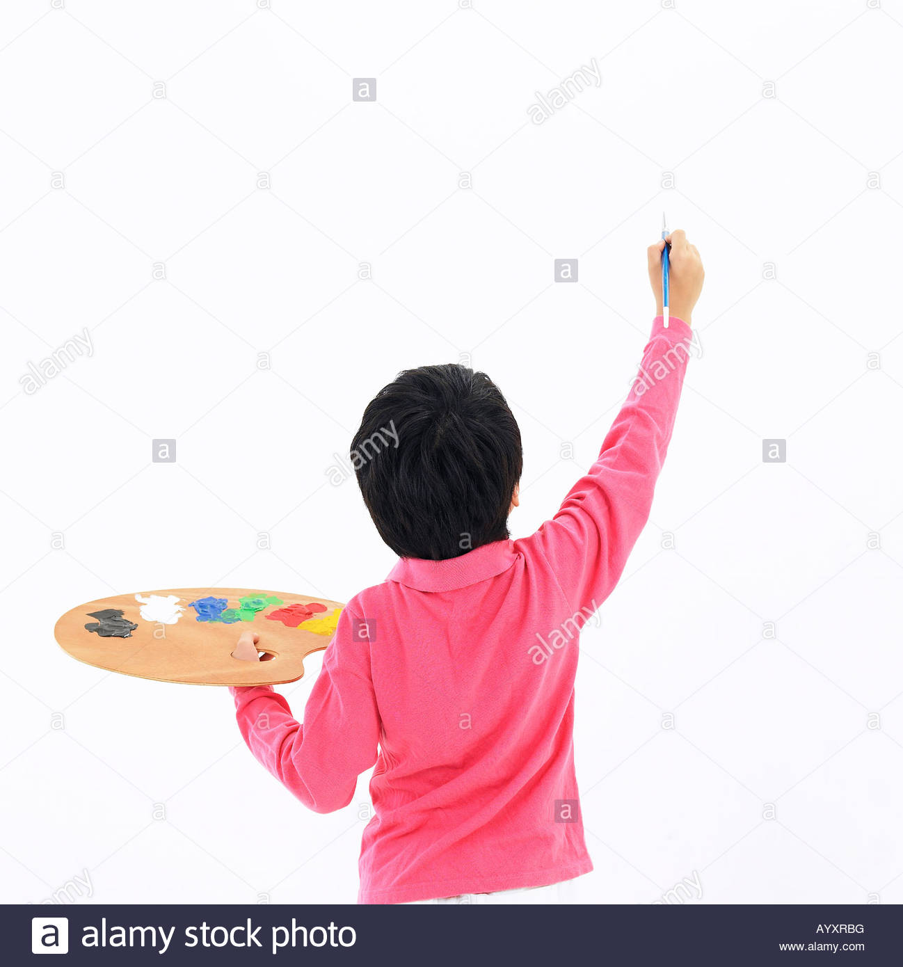 1298x1390 Back View Of Boy Drawing Picture On White Wall With Holding