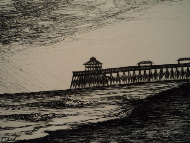 640x480 Stormy Pier Drawing By Osee Koger